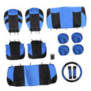 13 Pieces Black and Blue Automobile Universal Fit Car Seat Protector Covers