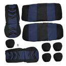 9 Pieces Universal Car Seat Backrest Headrest Cover Protector Black Blue