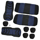 9 Pieces Universal Car Seat Backrest Headrest Cover Protector Black Blue