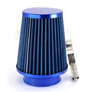 Blue 3'' Car Truck Turbo Cold Air Filter Round Cone High Flow