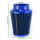 Blue 3'' Car Truck Turbo Cold Air Filter Round Cone High Flow