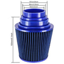 Blue 3'' 3.5'' 4'' Car Truck Turbo Cold Air Filter Round Cone High Flow
