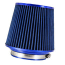 Blue 3'' 3.5'' 4'' Car Truck Turbo Cold Air Filter Round Cone High Flow