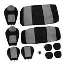10PCS Car Interior Seat Headrest Cover Set Protector Mat Shield Grey+Black