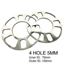 2 Pieces 5MM 4 Hole Car Vehicle Universal Aluminium Alloy Wheel Hub Spacers