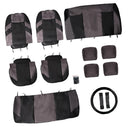 13pcs Car Interior Seat Headrest Cover Set Protector Mat Shield Gray & Black