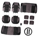 13pcs Car Interior Seat Headrest Cover Set Protector Mat Shield Gray & Black