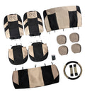 Set of 13 Breathable Car Seat Headrest Cover Set Anti-scratch Beige & Black