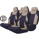 Set of 13 Breathable Car Seat Headrest Cover Set Anti-scratch Beige & Black