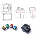 4pcs 6 Pin On/Off/On 3 Position Rocker Power Switch With Backlight