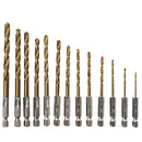 13 Set Twist Drill Bit Set Straight Shank HSS Titanium Drill Bits 1.5mm-6.5mm