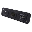 Car Boat SUV Dual USB Charger+Cigarette Lighter Port+Voltmeter Power Outlet