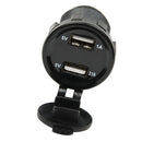 Waterproof Car Boat 3.1A Dual USB Charger Sockets with Red LED Voltmeter Panel