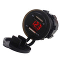 Waterproof Car Boat 3.1A Dual USB Charger Sockets with Red LED Voltmeter Panel