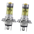 Pair H4 LED Fog Light 100W Yellow Projector Daytime Driving DRL 4300k Bulbs