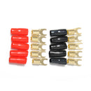5 Pairs 8 AWG Car Audio Power Ground Wire Fork Terminal Connector Brass