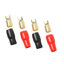 2 Pairs 4 AWG Car Audio Power Ground Wire Fork Terminal Connector Brass