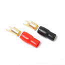 2 Pairs 4 AWG Car Audio Power Ground Wire Fork Terminal Connector Brass