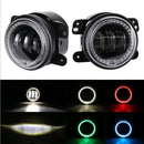 2 Pieces 4'' 30W LED Fog Light White RGB Halo Ring for Jeep Wrangler LJ JK Dodge