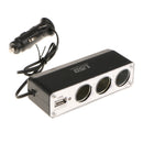 3 Way USB Plug Charger Socket Splitter Cigarette Lighter for Universal