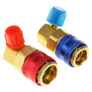 Pair HVAC 1/4 R134a Hi Low Air Condition Quick Connectors Adaptors Coupler Kit