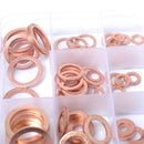 150 Pieces 13 Sizes Assorted Solid Copper Crush Washers Seal Flat Ring with Case