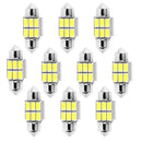 Pack of 10 Aluminum 5630 6SMD Dome Map Interior LED Light Bulbs License Plate Lamp