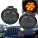 2pcs Front LED Turn Signal Light Smoke Lens For Jeep Wrangler JK 2007-2016 Amber Waterproof