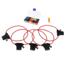 100 Pieces Vehicles Insurance Insert Blade Fuse + 5 Inline Fuse Holder 16AWG