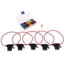 100 Pieces Vehicles Insurance Insert Blade Fuse + 5 Inline Fuse Holder 16AWG