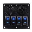 High Quality 4 GANG Rocker Switch Panel Circuit Breaker Dual LED Car Boat