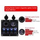 High Quality 4 GANG Rocker Switch Panel Circuit Breaker Dual LED Car Boat