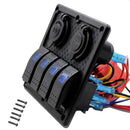 High Quality 4 GANG Rocker Switch Panel Circuit Breaker Dual LED Car Boat