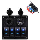 High Quality 4 GANG Rocker Switch Panel Circuit Breaker Dual LED Car Boat