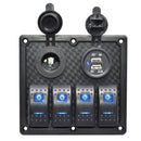 High Quality 4 GANG Rocker Switch Panel Circuit Breaker Dual LED Car Boat