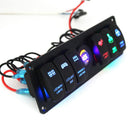Universal 6 Gang 12V Car Marine RV Rocker Switch Panel Circuit Breaker LED Voltmeter