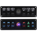 Universal 6 Gang 12V Car Marine RV Rocker Switch Panel Circuit Breaker LED Voltmeter