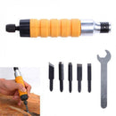 Easy And Convenient Wood Chisel Carving Tool Chuck Attachment For Electric Drill Flexible Shaft - Pack of 7 Pieces with 5 Blades and 1 Spanner