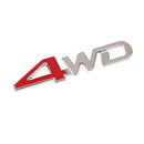 4WD'' Red Chrome 3D Badge Four Wheel Drive Car Sticker Decal