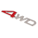 4WD'' Red Chrome 3D Badge Four Wheel Drive Car Sticker Decal