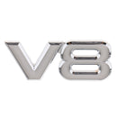 Motorcycle Car Rear Decorative Decal Badge Sticker 3D ''V8'' Silver