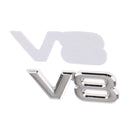 Motorcycle Car Rear Decorative Decal Badge Sticker 3D ''V8'' Silver