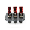Car 12V 20A Ignition Engine Toggle Switch with Red Covers Carbon Fiber Panel
