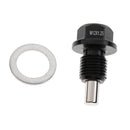 M12 X1.5mm Black Magnetic Oil Pan Drain Filter Adsorb Plug Bolt Crush Washer