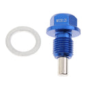 Car M12x1.5mm Magnetic Engine Oil Drain Plug Nut Screw Washer Blue