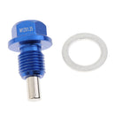 Car M12x1.5mm Magnetic Engine Oil Drain Plug Nut Screw Washer Blue