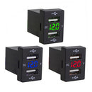 Car 5V 2.1A Mount Green LED Voltmeter Double USB Charging Ports For Toyota