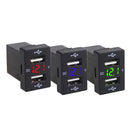 Car 5V 2.1A Mount Green LED Voltmeter Double USB Charging Ports For Toyota