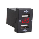 5V 2.1A Dual USB Power Chargers With Red LED Voltmeter For Toyota