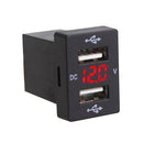 5V 2.1A Dual USB Power Chargers With Red LED Voltmeter For Toyota